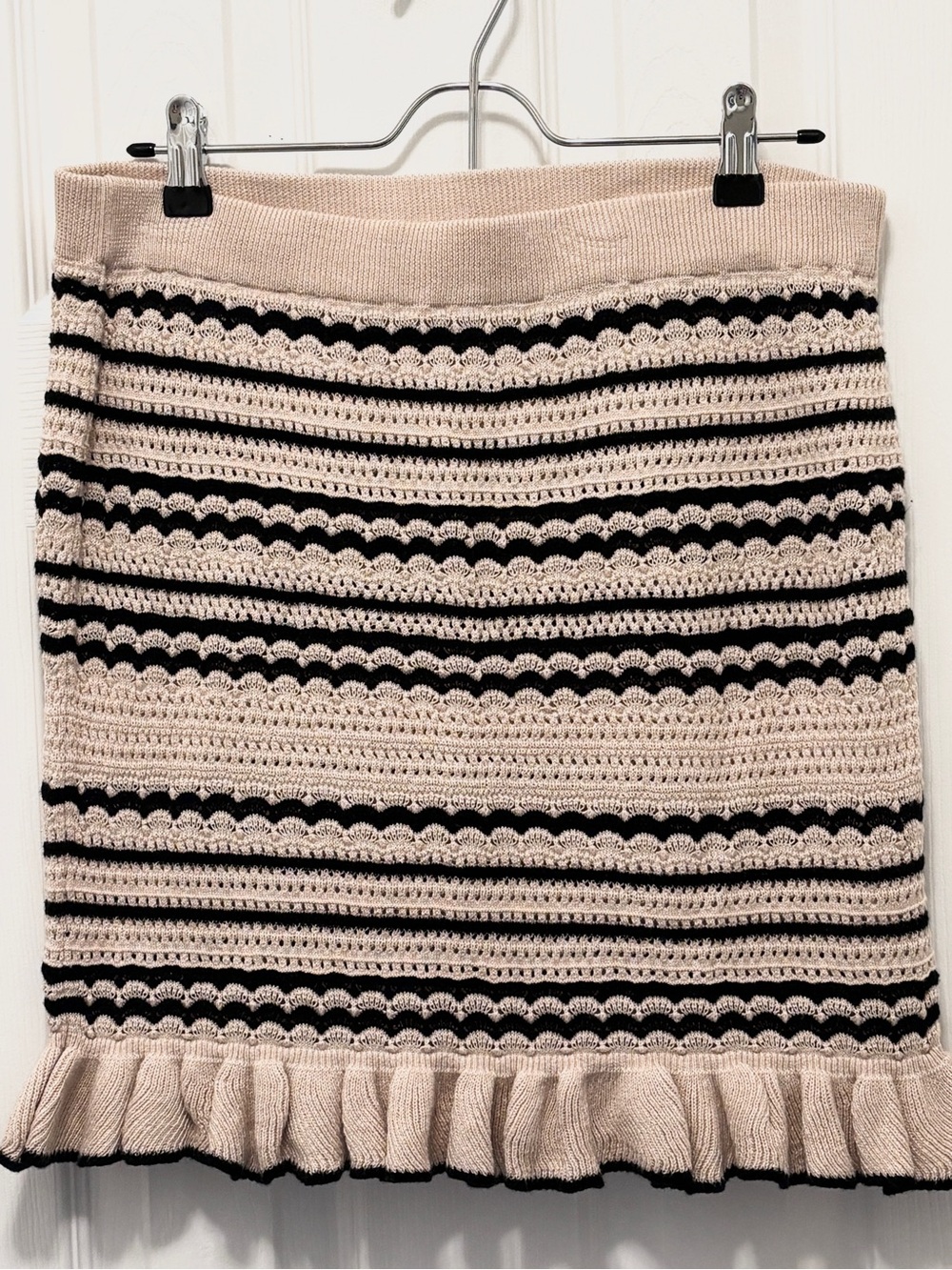 ASOS Design Beige & Black Striped Knit Mini Skirt Size M